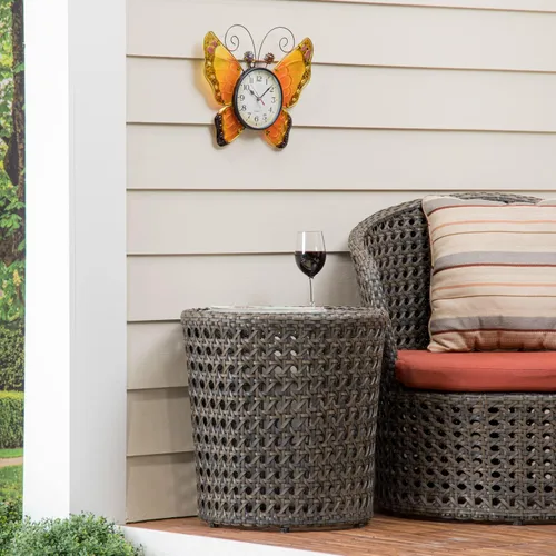Vista 3 de Evergreen Reloj de pared en forma de metal y vidrio, mariposa