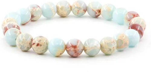 Vista 8 de Clearain Pulsera de Gemas Naturales 8 mm con Cuentas Redondas de Chakra, Cristal de Energía para Reiki, Curación Elástica y Elástica de 7 Pulgadas
