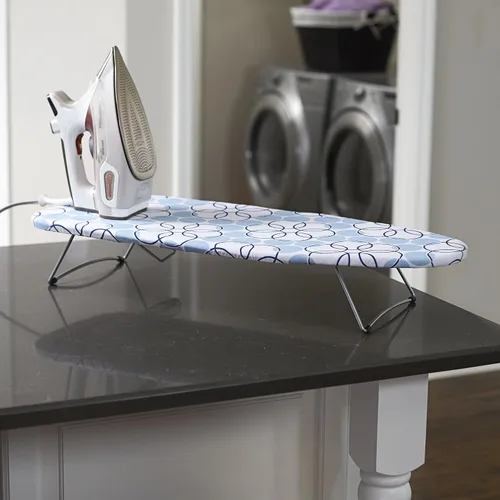 Vista 4 de Household Essentials - Tabla de planchar de acero con soporte de hierro Azul