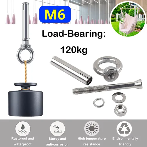 Vista 3 de Perno de ojo de acero inoxidable para pared, hormigón, ladrillo de anclaje, pernos de expansión de anillo, tornillo de ojo de anclaje resistente 4