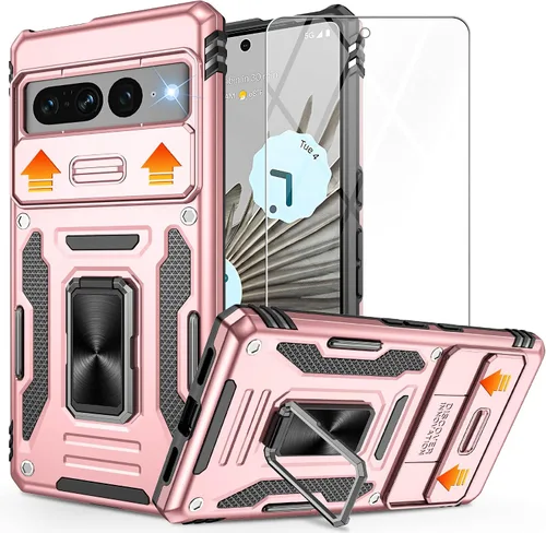 Vista 15 de Funda para Google Pixel 7 Pro, con cubierta deslizante para cámara y protector de pantalla HD, [probado contra caídas de grado militar] Funda