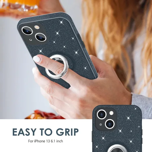 Vista 3 de Hython Funda para iPhone 13 con Soporte de Anillo [Soporte de Anillo Giratorio de 360° con Base Magnética] [Compatible con Soporte de Coche] Bonita