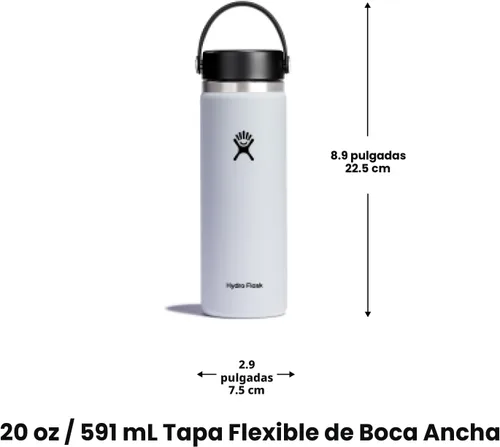 Vista 5 de Hydro Flask Botella de agua – Acero inoxidable aislado – Tapa flexible de boca ancha, antiderrames, a prueba de fugas y recargable en agave de 20