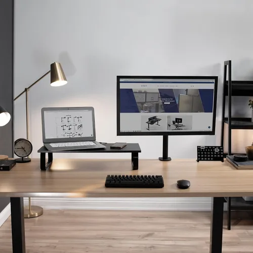 Vista 8 de VIVO Soporte para monitor y portátil, elevador de escritorio de 24 pulgadas, negro, STAND-V000D