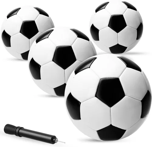 Vista 8 de PlayBolt Black & White Soccer Balls - Sizes 2, 3, 4, 5 for Kids, Toddlers & Adults - Pack of 1 or 4 with Pump