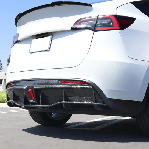 Vista 4 de FREEMOTOR802 - Difusor trasero LED para Tesla Model Y 2020-2024, impresión de carbono