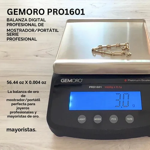 Vista 2 de GemOro Platinum PRO1601 - Báscula profesional para joyería, 56.44 oz x
