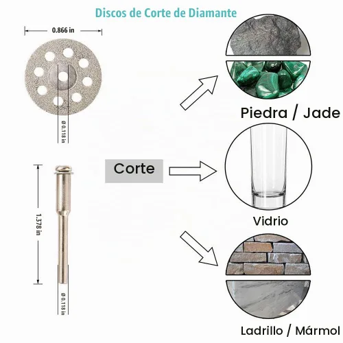 Vista 3 de Ruedas de corte para herramienta rotativa, ruedas de corte de madera de metal de diamante y disco de corte de taladro (rueda de corte plateada)