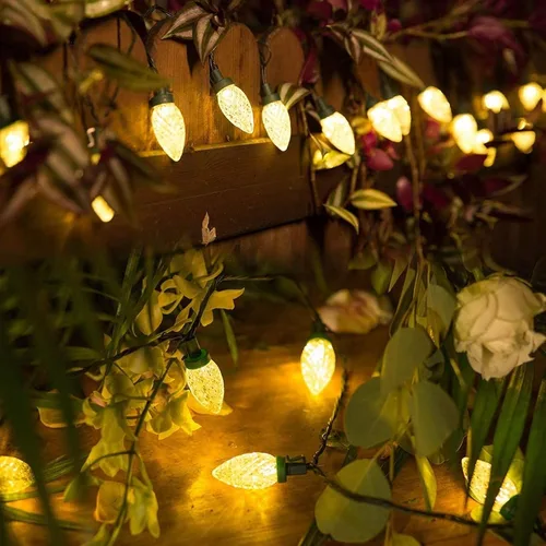 Vista 2 de Dazzle Bright Luces de Navidad C9 para exteriores, 50 LED 33 pies Cable Verde Impermeable Luces de Cadena, luces de hadas para interiores
