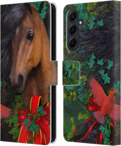 Vista 103 de Head Case Designs Officially Licensed Laurie Prindle A Morgan Christmas Western Stallion Leather Wallet Case Compatible with Samsung Galaxy A07 4G