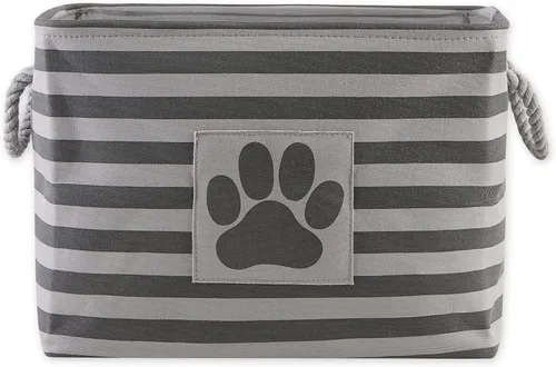 Vista 103 de Bone Dry - Cesta de almacenamiento para mascotas, diseño de parche de pata rayado, aguamarina, rectángulo pequeño