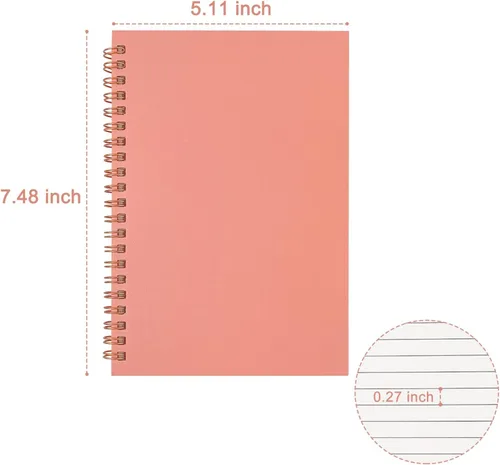 Vista 4 de Paquete de 2 cuadernos de tapa dura con renglones universitarios en espiral, bloc de notas y cuaderno de bocetos para estudiantes, oficina y diario