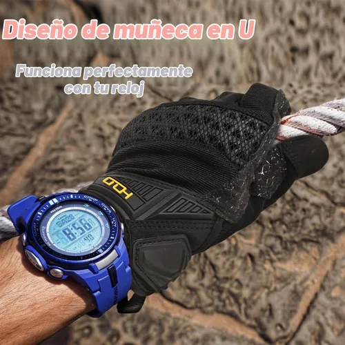 Vista 6 de HANDLANDY Guantes de trabajo para hombre, pantalla táctil, guantes de mecánico, ajuste flexible y transpirable, nudillos y palma acolchados Negro