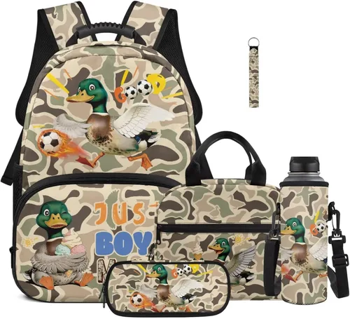 Vista 8 de Bulopur Eagle American Flag Print Kids Backpack Boys Elementary School 17 Inch Bookbag With Lunch Bag Water Bottle Holder Keychain Pencil Case 5