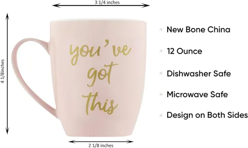 Vista 2 de Tazas inspiradoras con texto en inglés "You Got This Gifts for Women New Job Get Well Soon" (rosa, 14 onzas)