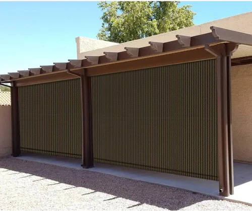 Vista 2 de E&K Sunrise - Persiana enrollable para exteriores, 8 pies de ancho x 6 pies de alto, bloquea los rayos UV para patio, porche, patio trasero