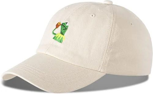Vista 2 de Gorra de béisbol bordada Kermit The Frog ajustable, unisex, clásica, para papá