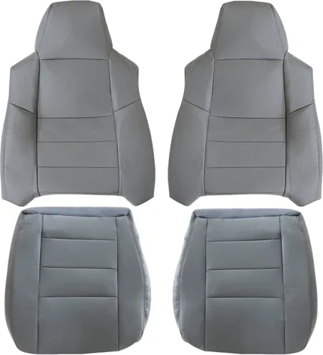 Vista 8 de Priprilod Funda de cuero de repuesto para asiento del lado del conductor y del pasajero, parte inferior y superior, compatible con Ford F250 F350