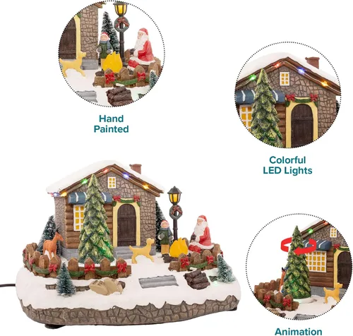 Vista 5 de Pueblo Navideño Animado de Santa en Fuga Accesorios de Casa Navideña Colección Figuritas para Decoraciones y Regalo Movimiento y Sonido