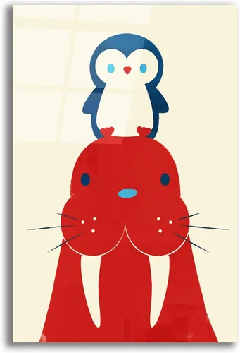 Vista 10 de Epic Art 'Pingüino y morsa' de Jay Fleck, arte de pared de vidrio acrílico, 12 x 16 pulgadas