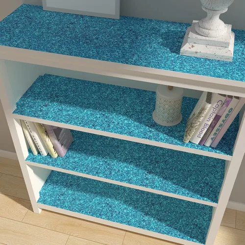 Vista 4 de Decotalk Papel tapiz azul con purpurina para pegar y despegar con purpurina de 17.7 x 120 pulgadas, papel de pared azul brillante para paredes