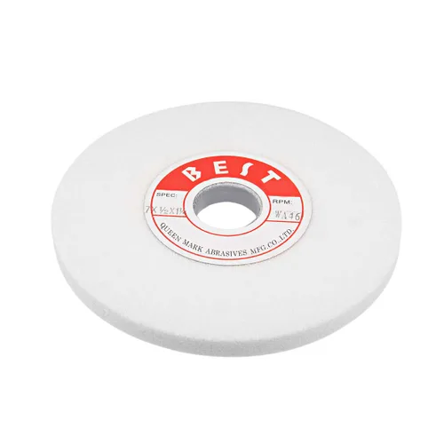 Vista 6 de uxcell Grano de aluminio blanco WA 120 de las muelas abrasivas del banco de 7 pulgadas para el pulido superficial