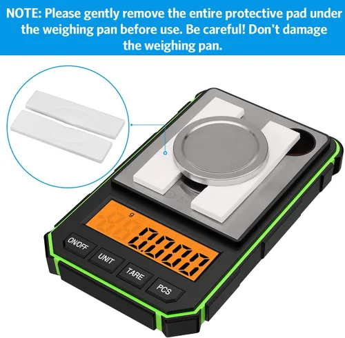 Vista 9 de Báscula digital de miligramo, mini báscula portátil de 1.76 oz, graduación precisa de 0.00 oz, báscula de bolsillo profesional con pinzas