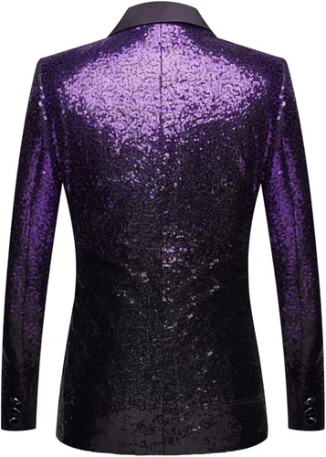 Vista 2 de DGHM-JLMY Traje gradual de cantante para hombre, para uso diario, boda, fiesta de graduación, lentejuelas, chaqueta brillante para club nocturno