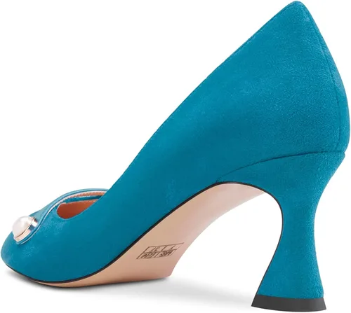 Vista 3 de Castamere Zapatos de tacón medio de bloque grueso para mujer, tacón puntiagudo, sin cordones, para boda, oficina, 2.6 pulgadas