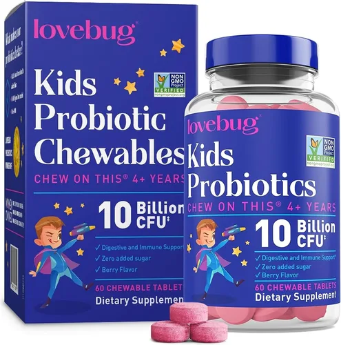 Vista 12 de LOVEBUG - Probióticos para niños – Gomitas masticables con fibra prebiótica para niños de 4 años en adelante, suplemento diario para la salud