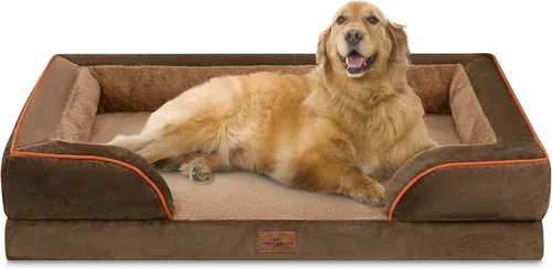 Vista 57 de Comfort Expression - Cama ortopédica para perros medianos, 28 x 19 pulgadas, cama impermeable y de apoyo de espuma con cojines removibles, sofá