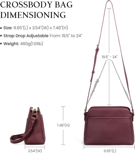 Vista 3 de befen Bolso cruzado antirrobo para mujeres de cuero genuino, bolsos pequeños de hombro cruzados con ranuras para tarjetas RFID