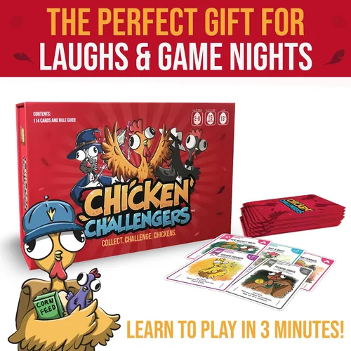 Vista 6 de Chicken Challengers Juego de cartas: estrategia hilarante para adultos y adolescentes, noche de juegos familiares, 2-8 jugadores, mayores de 13