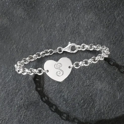 Vista 3 de Ross-Simons Italian Sterling Silver Personalized Heart Bracelet