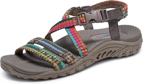 Vista 10 de Skechers Women's Reggae Sew Me Boho Slingback Sandal Negro Multi