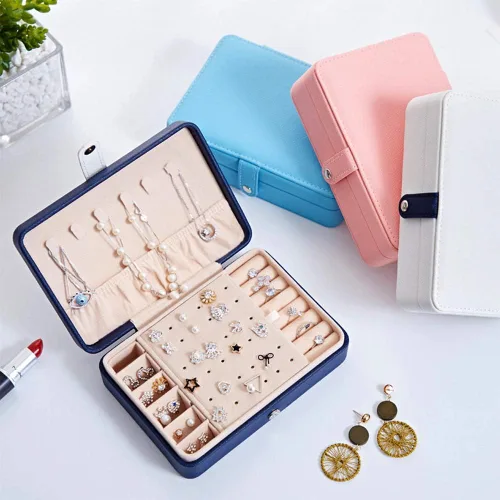 Vista 8 de Joyero para mujer, collar, aretes, anillos, accesorios de joyería, organizador