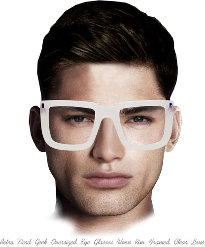 Vista 8 de ENCACC Lentes grandes con borde de bocina cuadrada Nerd lentes transparentes clásicos Geek