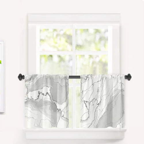 Vista 89 de Cortinas opacas de poliéster multicapa marrón con diseño de bosque natural, 2 unidades, 26 x 24 pulgadas