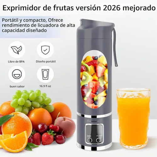 Vista 3 de EASYSPEED - Licuadora portátil eléctrica USB-C, exprimidor personal de 16.9 fl oz para batidos, 12 cuchillas, 1500 mAh recargable, sin BPA Azul
