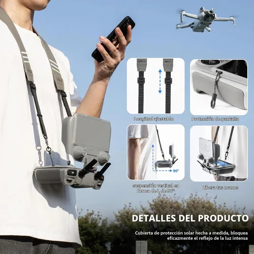 Vista 5 de STARTRC Mini 5 Pro - Parasol con cordón para DJI RC 2 y controlador RC, protector de pantalla mejorado 3 en 1 para DJI Avata 360/Mini 5/4/3 pro/Neo