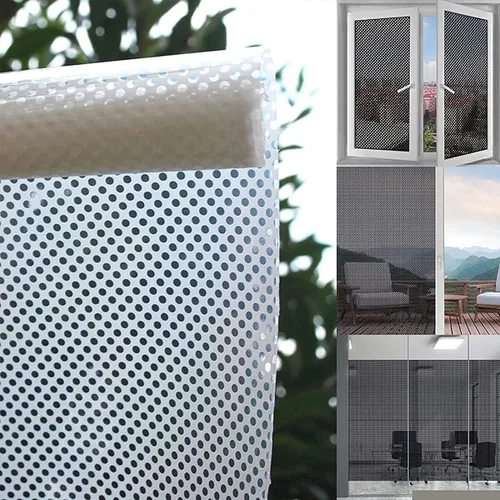 Vista 6 de ECYC Película autoadhesiva para ventana, calcomanías de malla transparente, calcomanías de privacidad para ventana, decoración de puerta de vidrio