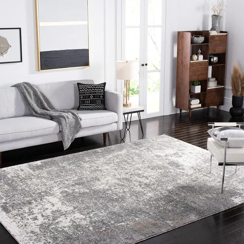 Vista 23 de SAFAVIEH Aston Collection - Alfombra decorativa, 2 x 4 pies, marfil y gris, diseño abstracto moderno, no desprende pelusa y de fácil cuidado, ideal