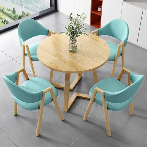 Vista 20 de YVYKFZD Office Reception Room Club Table and Chair Set, Simple Kitchen Dining Table Set for 4, Round Conference Table with Metal Legs, Small