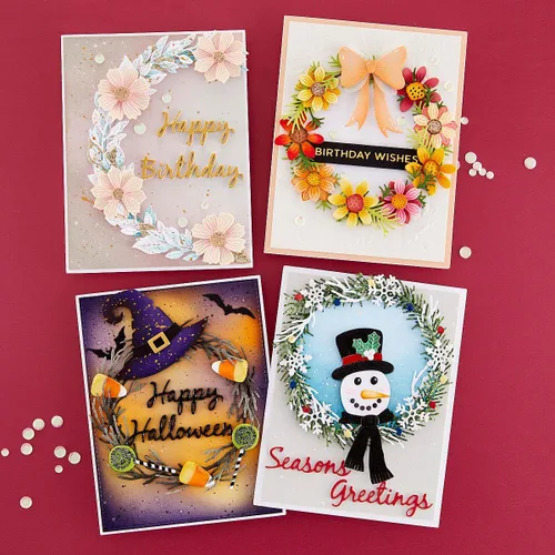 Vista 7 de Spellbinders Suzanne Hue - Troqueles grabados para coronas navideñas S6-219