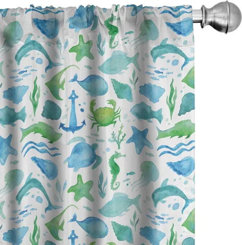 Vista 33 de Lunarable Cortinas para ventana para mascotas, divertidos personajes de gatos, estilo artístico, gatitos juguetones, animales peludos, decoración