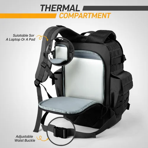 Vista 5 de SHARKMOUTH - Bolsa de pañales para papá para hombre, mochila militar para bebé con parches para senderismo, viajes, viajes de campamento, regalos