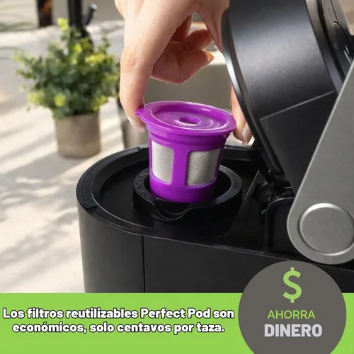 Vista 3 de Perfect Pod 1-Stream Cafe Save - Filtros de café reutilizables para cápsulas K Cup – Cápsulas de café recargables con filtro de malla integrado