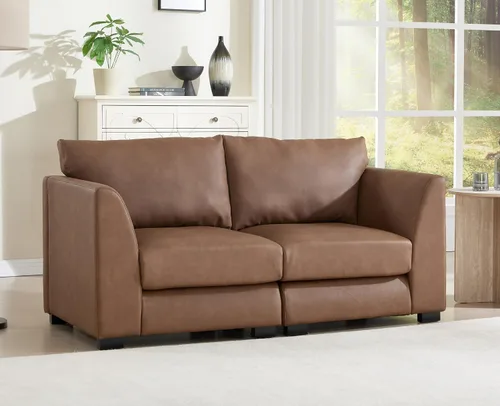 Vista 10 de EALSON Sofá modular seccional asiento medio sofá modular de piel sintética Asiento individual pieza seccional con funda extraíble marrón