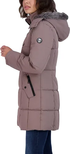 Vista 5 de Nautica Chaqueta acolchada pesada para mujer con capucha forrada de piel sintética