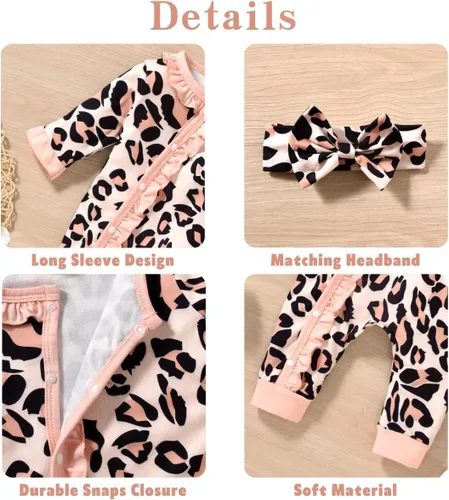 Vista 4 de Aalizzwell Mameluco para bebé niña, ropa de otoño e invierno con accesorios